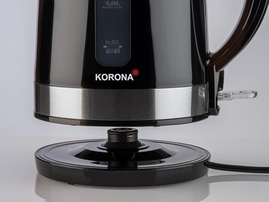 Korona 20232 Çajnik Elektrik, Ngjyrë e Zezë, me Kapacitet 1.7 Litra – Pajisje e Fuqishme me Bazë Rrotulluese 360°, 2200 Watt
