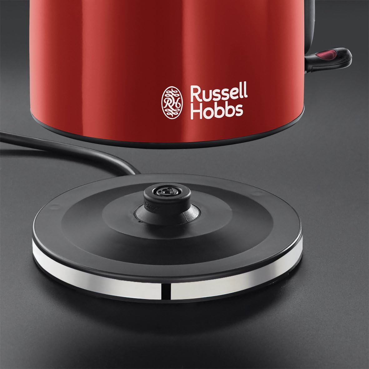 Russell Hobbs Çajnik Elektrik 1.7L Flame Red – Vlim i Shpejtë, Kursim Energjie, 2400W, Grykë Anti-Pikim, Filtrë Kundër Gëlqeres, Bazë 360°, Dizajn Elegant