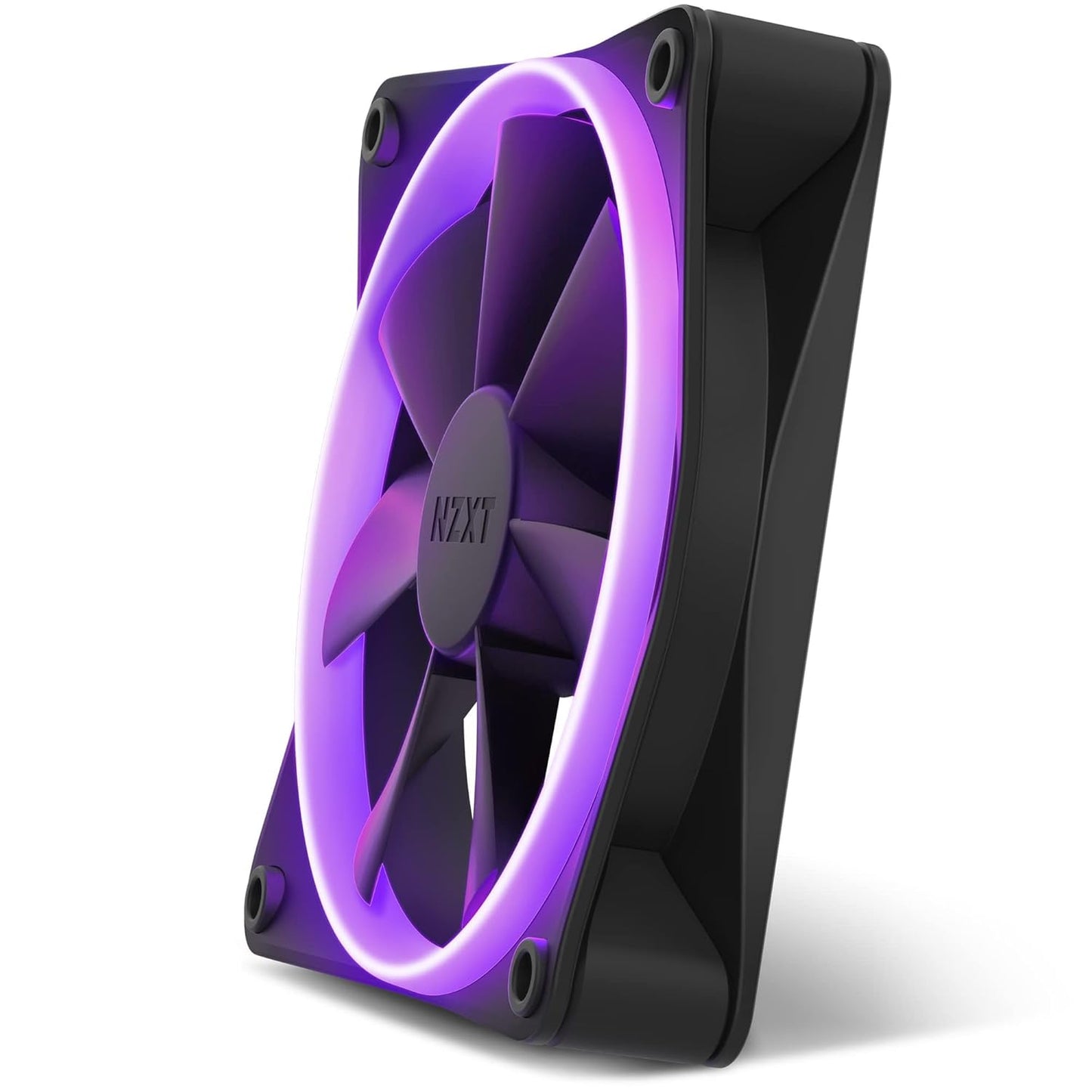 NZXT F120 RGB – Ventilator 120mm RGB PWM për PC – Qarkullim i Lartë Ajri, Zhurmë e Ulët – Mbajtje me Lëng Dinamik – Njëshe (Kërkon Kontrollues RGB të NZXT për Softuerin CAM) – 18 LED – Ngjyrë e Zezë.