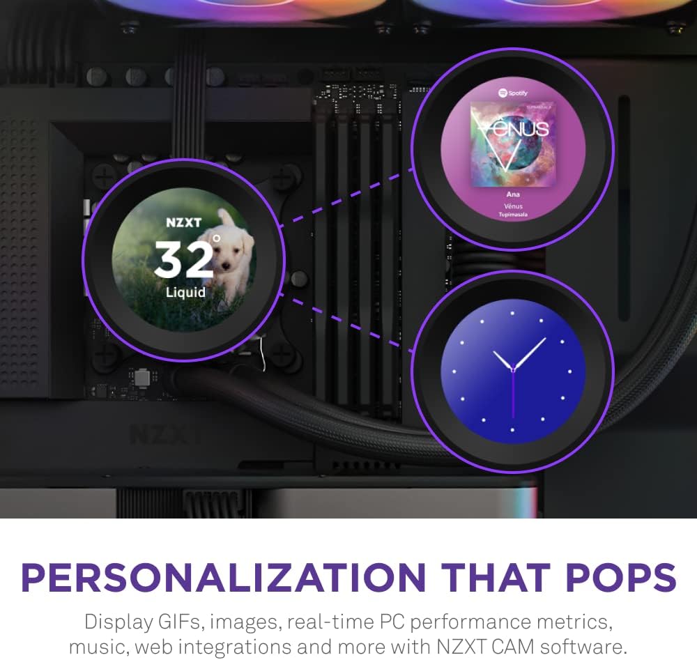 NZXT Kraken Elite 240 RGB – RL-KR24E-B1 – Ftohës me ujë "All-in-One" për CPU, 240 mm – Ekran LCD 2.36" i personalizueshëm për GIF-a, imazhe dhe statistika performance – 2 ventilatorë F120 RGB Core – Ngjyrë e zezë