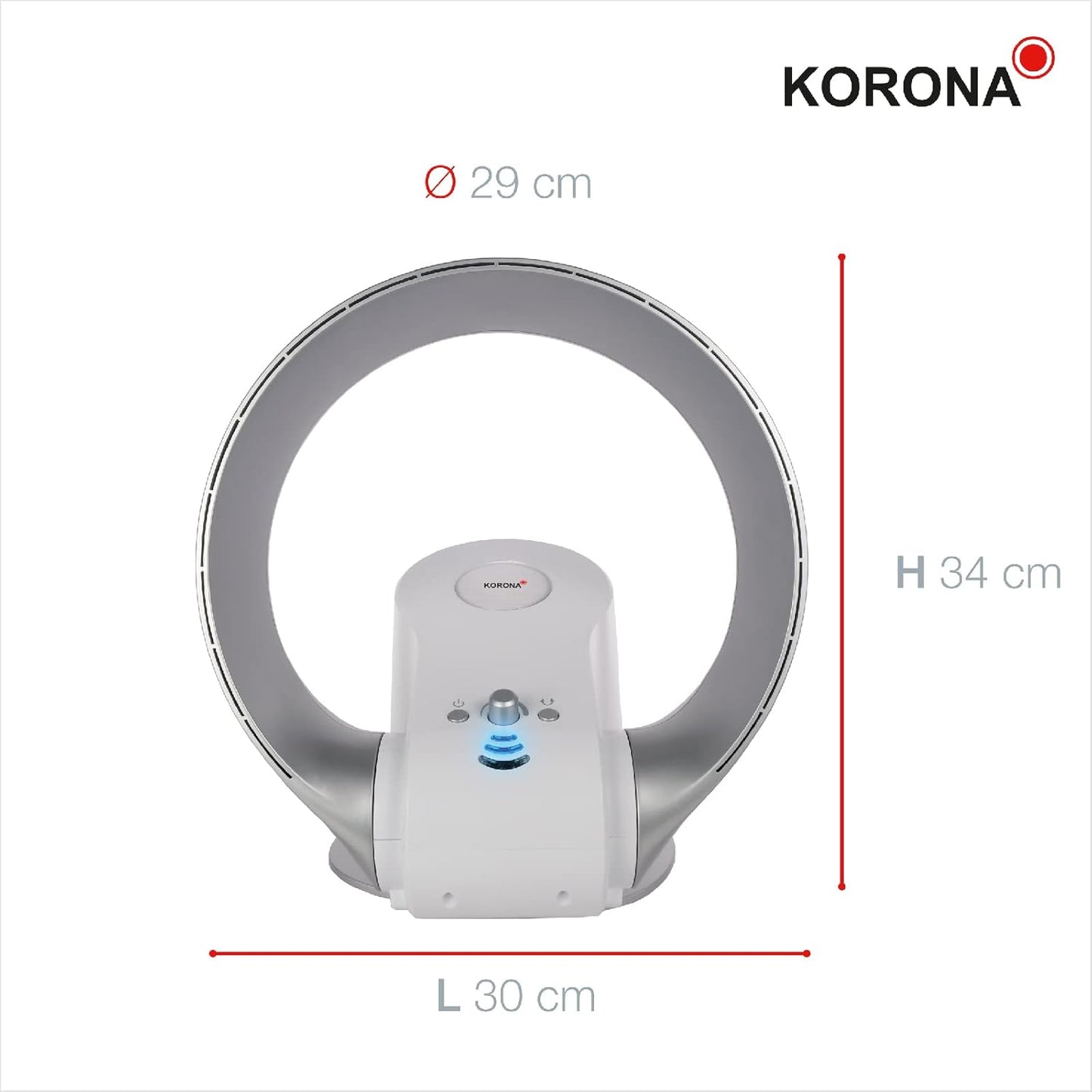 Korona 81008 – Ventilator Muri dhe Tavoline pa Helika, me Lëkundje, Montim në Mur, Me Timer dhe Telekomandë, Ngjyrë E Bardhë-Argjend