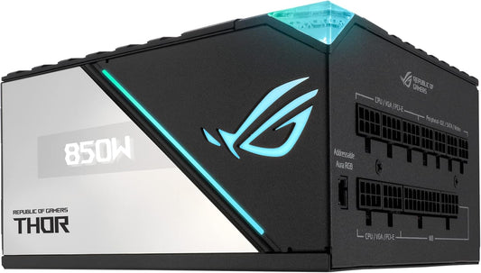ASUS ROG Thor 850W Platinum II – Furnizues Energjie Modular i Plotë, Certifikatë 80+ Platinum, Certifikuar Lambda A++, Ftohës ROG, Ventilator 135mm PWM, Modalitet 0dB, Panel OLED, Kablla me Mbulim, Aura Sync.
