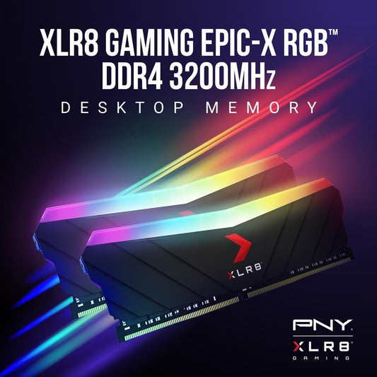 Memorie RAM PNY XLR8 Gaming 16GB (2x8GB) DDR4 3200MHz (PC4-25600) CL16 1.35V RGB Dual Channel për Desktop (DIMM)