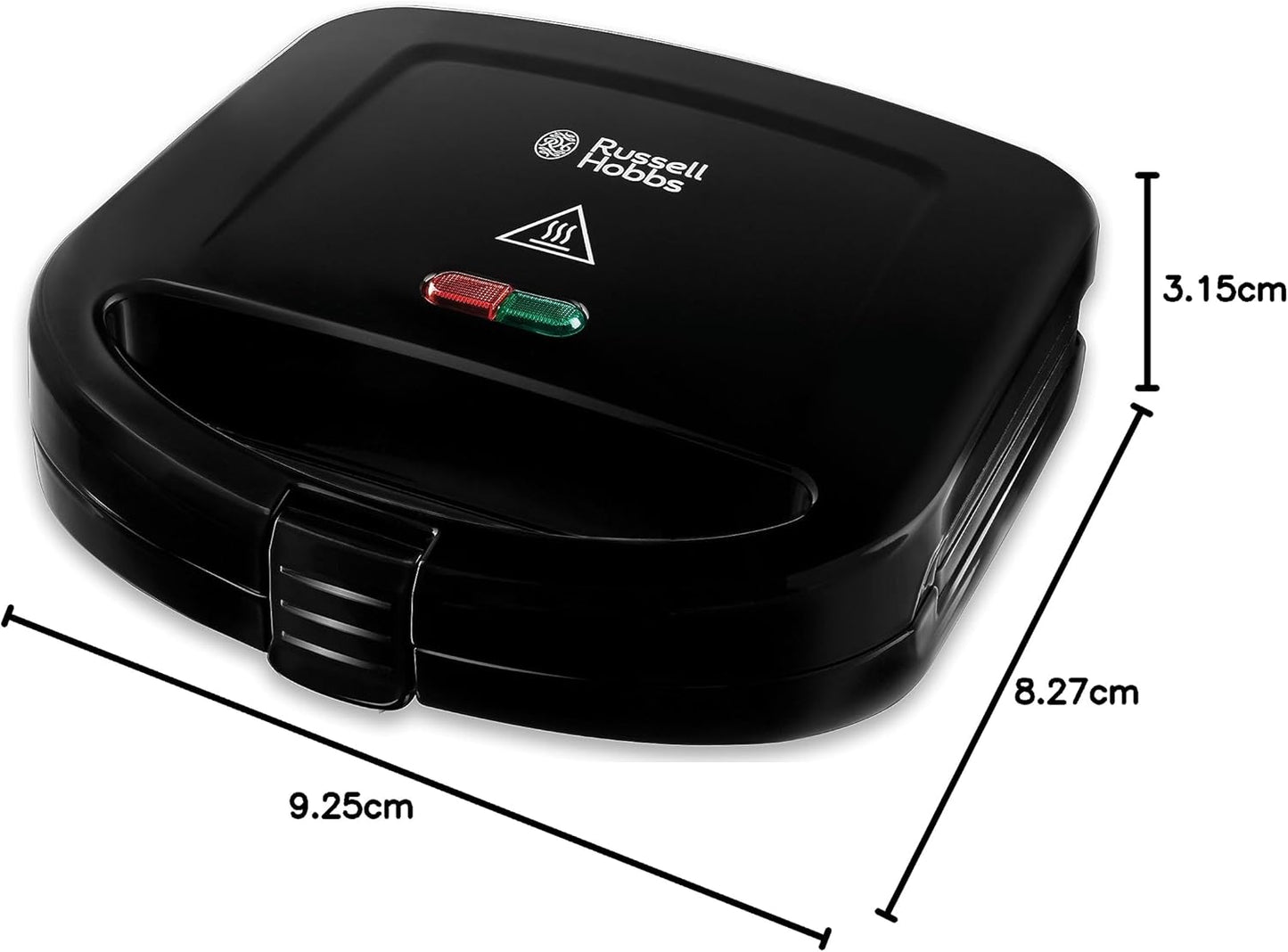 Russell Hobbs Pjekës Sanduiçesh / Pajisje për Tosta – Përgatit 2 Tosta, Pret dhe mbyll, Pllaka jo ngjitëse për pastrim të lehtë, Ruajtje në pozicion vertikal, Drita për ndezje dhe gatishmëri ngrohjeje, Dorezë me kapëse mbyllëse, 760W, Modeli 24520