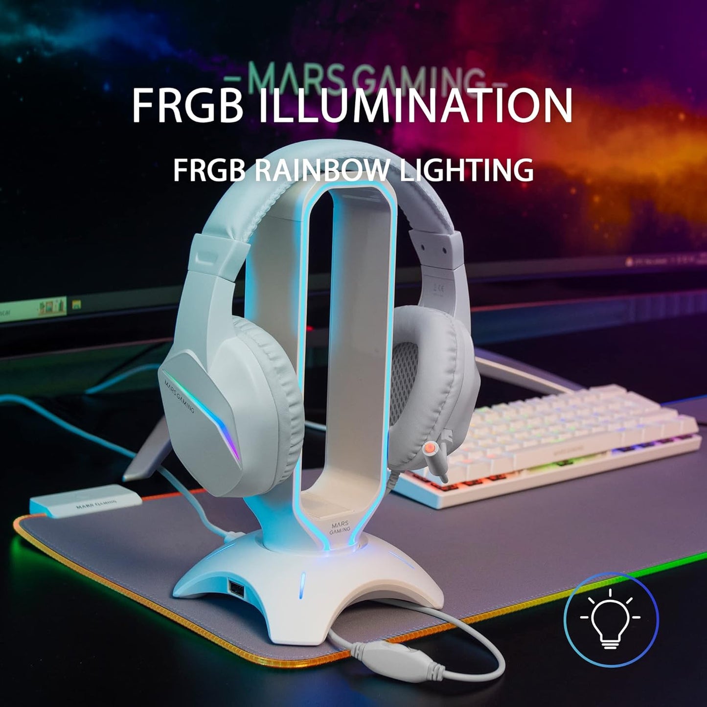 Mars Gaming MH122, Kufje Gaming Over Ear me Mikrofon, Zë HiFi, Anulim Zhurme, Super të Lehta, të përshtatshme për PS4 PS5 Xbox Switch Tablet Windows Mac, të Bardha