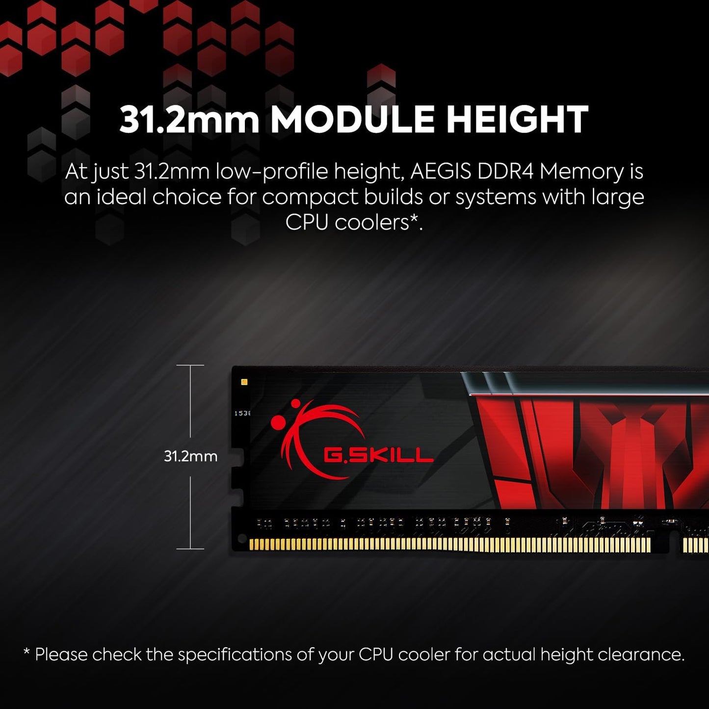 G.SKILL AEGIS Seria DDR4 RAM (XMP) 32GB (2x16GB) 3200MT/s CL16-18-18-38 1.35V Memorie për Kompjuter Desktop Intel/AMD U-DIMM (F4-3200C16D-32GIS)