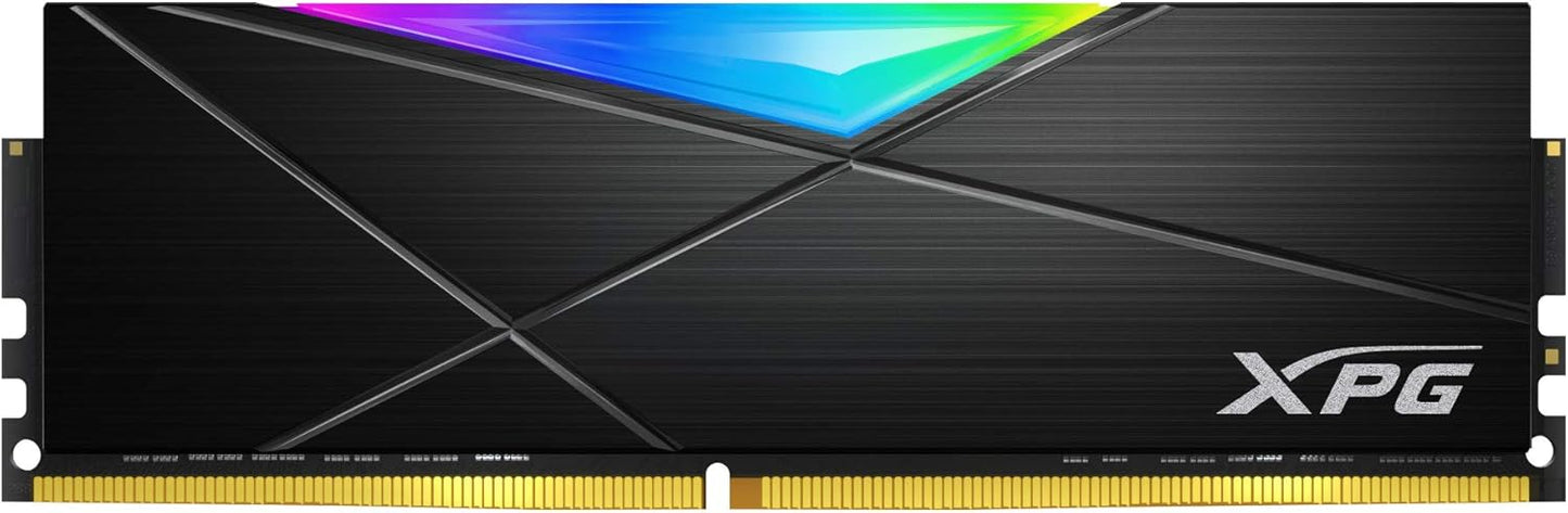 Memorie RAM ADATA XPG SPECTRIX D55 DDR4 RGB 16GB (2x8GB) 3200MHz – Performancë e Lartë për Gaming, Heatsink Metalik, Mbështet XMP 2.0, për Desktop, E Zezë