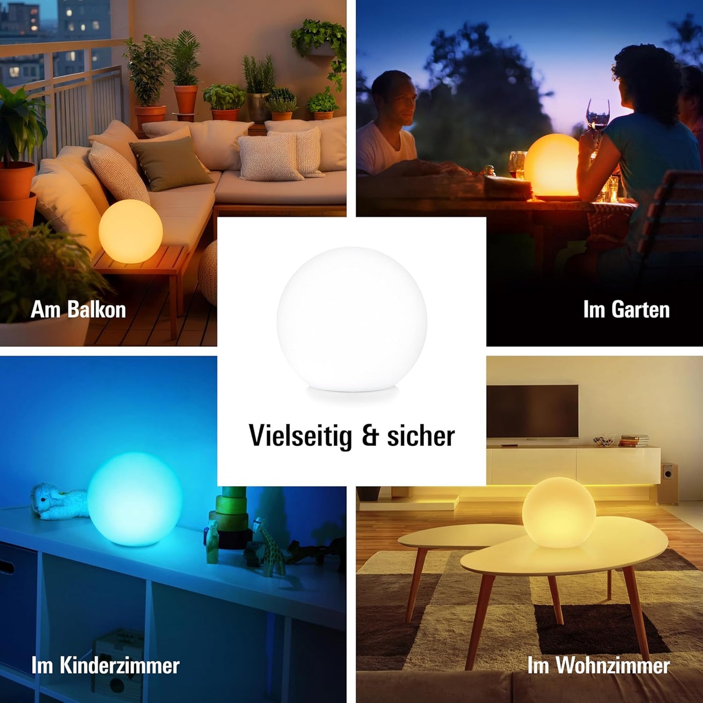 Apple Eve Flare – Dritë inteligjente portative LED në formë sfere, rezistente ndaj ujit, dritë e bardhë dhe me ngjyra, 90 lumen, diametër 25 cm, me ndriçim të rregullueshëm, lidhje me Bluetooth dhe Thread, kontroll përmes aplikacionit.