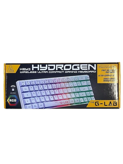 THE G-LAB - Keyz Hydrogen WL - Tastierë Gamer Wireless, 60% Pjesërisht Mekanike, Azerty, RGB Shumëngjyrëshe - Tastierë Gaming Wireless e Qetë, Madhësi e Kompaktë TKL - PC/PS4/PS5 - (E Bardhë)