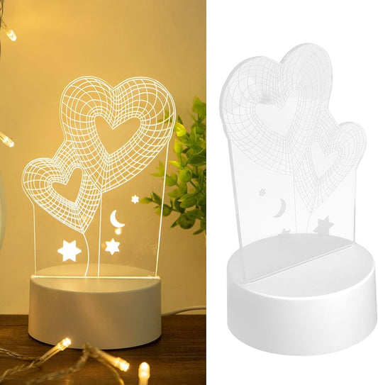 Dritë Nate 3D, në Formë Zemre – Ide Dhuratash për Krishtlindje, Shën Valentin, Fëmijë, Të Dashur dhe Miq