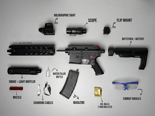 M4A1 Silencer me plumba xheli, led dhe sperkatje avulli per imitim flake,zmadhues xhami, shenjester led, gjuajtje full automatike dhe gjysem automatike. Madhesia origjinale 1:1