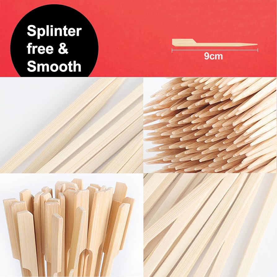 CAPACITEA – Set me 100 shkopinj bambuje për kokteje dhe ushqime, 9 cm