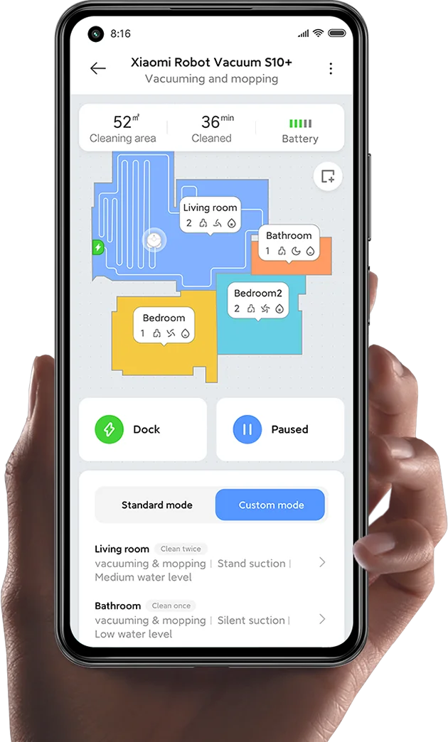 Robot Fshesë Xiaomi S10+ me Thithje & Pastrim (Fuqia e thithjes 4000Pa, Deri në 120 min jetëgjatësi baterie, Depozitë pluhuri 450 ml / Depozitë uji 200 ml, Zbulim inteligjent i tapetit, Navigim me lazer, Zbulim 3D i pengesave)