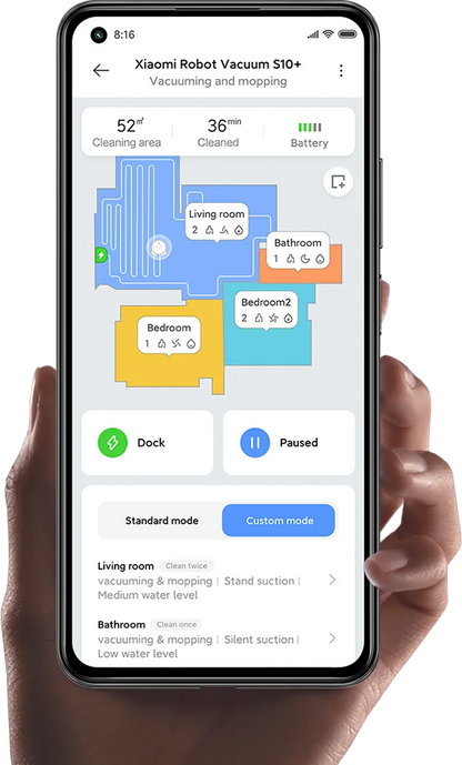 Robot Fshesë Xiaomi S10+ me Thithje & Pastrim (Fuqia e thithjes 4000Pa, Deri në 120 min jetëgjatësi baterie, Depozitë pluhuri 450 ml / Depozitë uji 200 ml, Zbulim inteligjent i tapetit, Navigim me lazer, Zbulim 3D i pengesave)