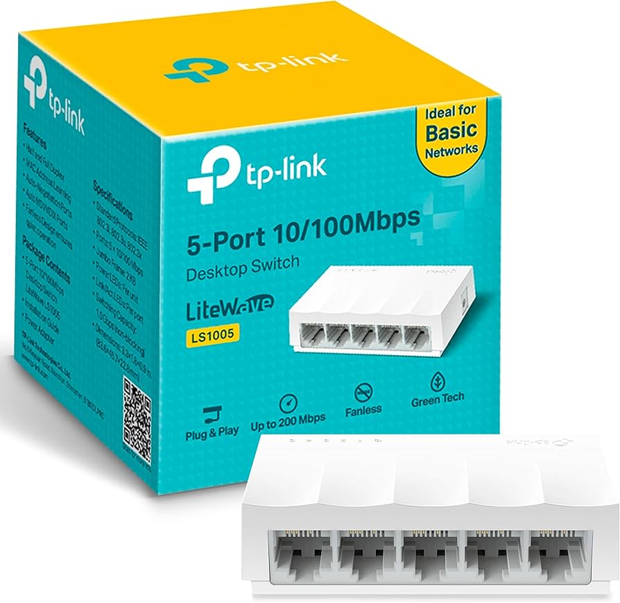 TP-Link LS1005 – Switch i Rrjetit Fast Ethernet, 5 Porta, 10/100 Mbps, Dizajn për Tavolinë, Plug and Play