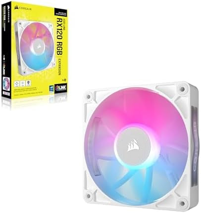 Corsair iCUE LINK RX120 RGB 120mm PWM Fan – Bearing Kupole Magnetike – Njësi e Vetme – e Bardhë