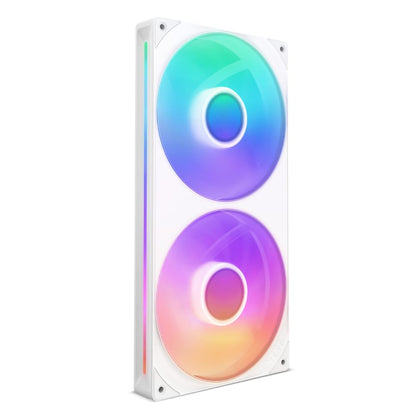 NZXT F280 RGB Core – Njësi ventilatorësh 280mm me një kornizë, me 2 ventilatorë RGB 140mm – Kontroll shpejtësie dhe ndriçimi – Presion statik dhe rrjedhje ajri e lartë – Leje dinamike fluide – 8 LED ARGB për ventilator – E bardhë
