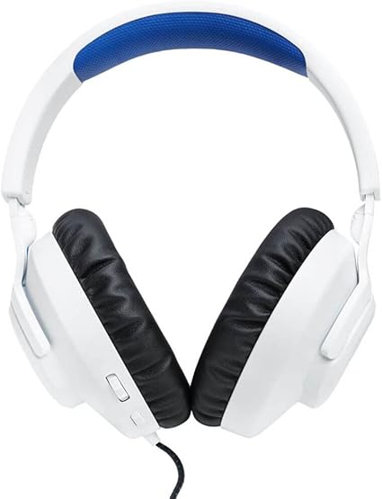 JBL Quantum 100P - Kufje Gaming me Fije mbi Vesh (Over-Ear) me Mikrofon të Heqshëm, QuantumSOUND Signature, Rehatia e Shkumës Memory, e Përputhshme me Windows Sonic Surround Sound (E Bardhë)
