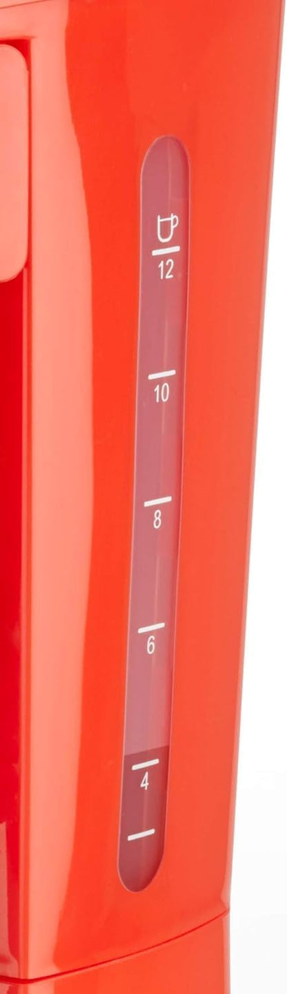 Makineri Kafeje Korona 10117 – Gjysmë-Automatik, 1.5L / 12 Filxhanë, Fuqi 800W, Ngjyrë e Kuqe, Për Kafe të Bluar, Vendqëndrues (Freestanding)