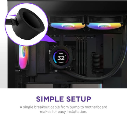 NZXT Kraken Elite 240 RGB – RL-KR24E-B1 – Ftohës me ujë "All-in-One" për CPU, 240 mm – Ekran LCD 2.36" i personalizueshëm për GIF-a, imazhe dhe statistika performance – 2 ventilatorë F120 RGB Core – Ngjyrë e zezë