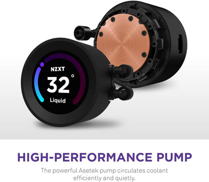 NZXT Kraken Elite 240 RGB – RL-KR24E-B1 – Ftohës me ujë "All-in-One" për CPU, 240 mm – Ekran LCD 2.36" i personalizueshëm për GIF-a, imazhe dhe statistika performance – 2 ventilatorë F120 RGB Core – Ngjyrë e zezë