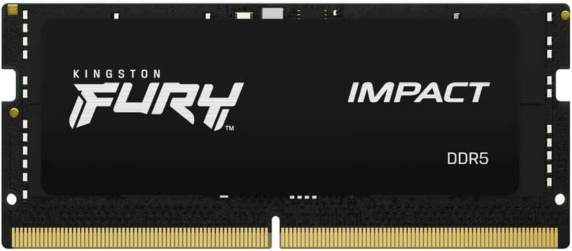 Memorie RAM Kingston FURY Impact 32GB (2x16GB) DDR5 6400MT/s CL38 SODIMM – Performancë Super për Laptopë të Avancuar dhe Gaming | Intel XMP 3.0 | Plug & Play | Kit me 2 Module