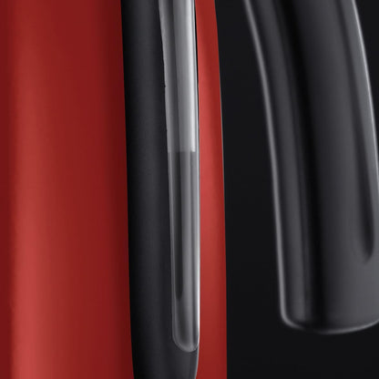 Russell Hobbs Çajnik Elektrik 1.7L Flame Red – Vlim i Shpejtë, Kursim Energjie, 2400W, Grykë Anti-Pikim, Filtrë Kundër Gëlqeres, Bazë 360°, Dizajn Elegant