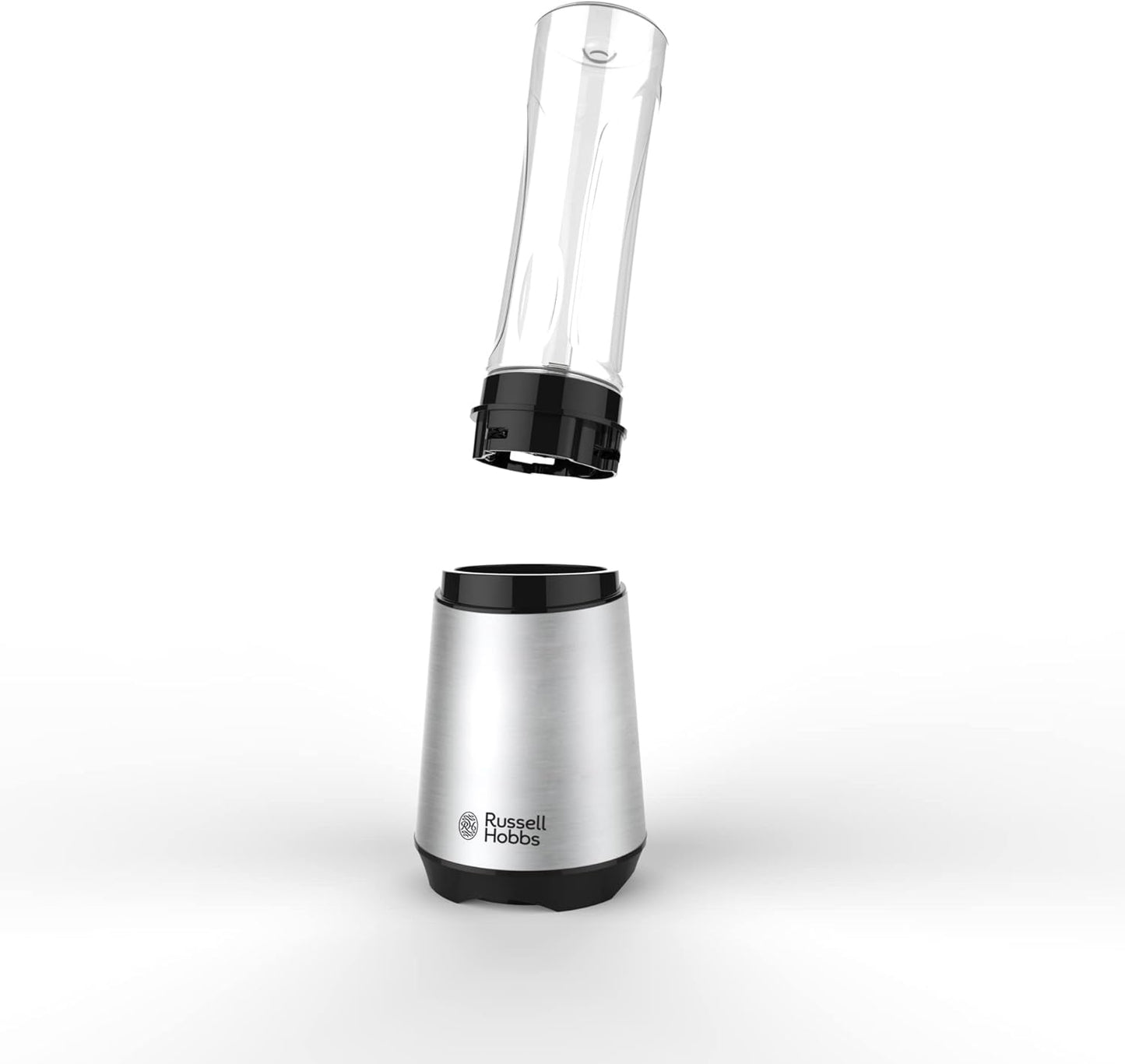 Russell Hobbs Mix & Go Steel – Blender / Smoothie Maker (300 W), Çelik inox, përfshihet 1 shishe pijesh 600 ml