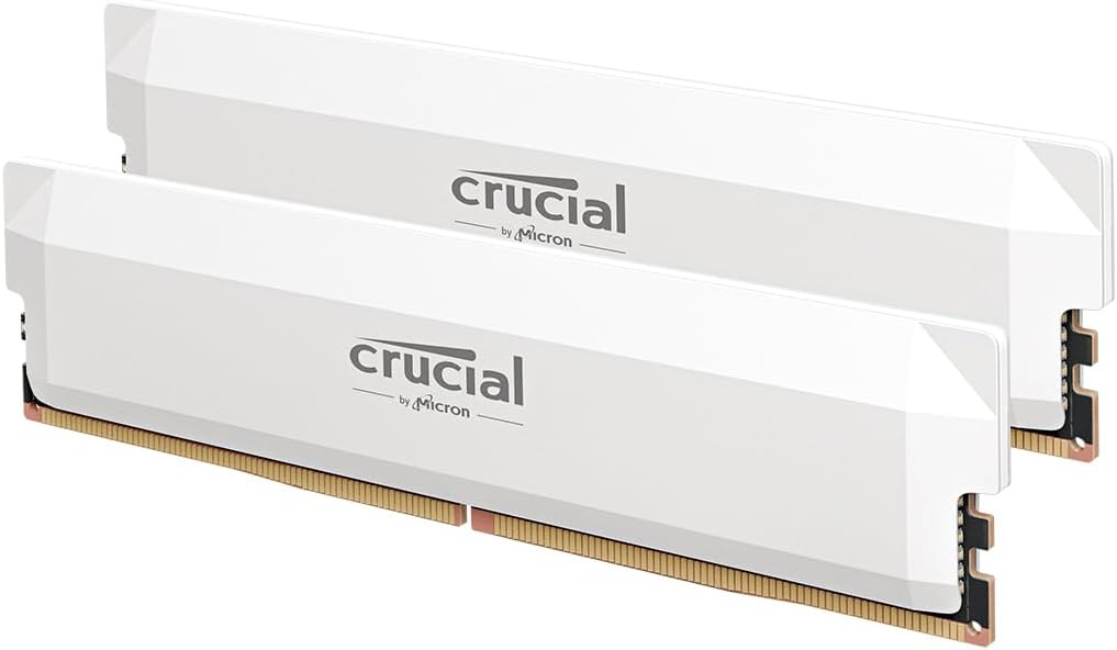 Crucial Pro 32GB DDR5 (2x16GB) – 6000MHz Gaming RAM për Desktop, Intel XMP & AMD EXPO, CL36, E Bardhe