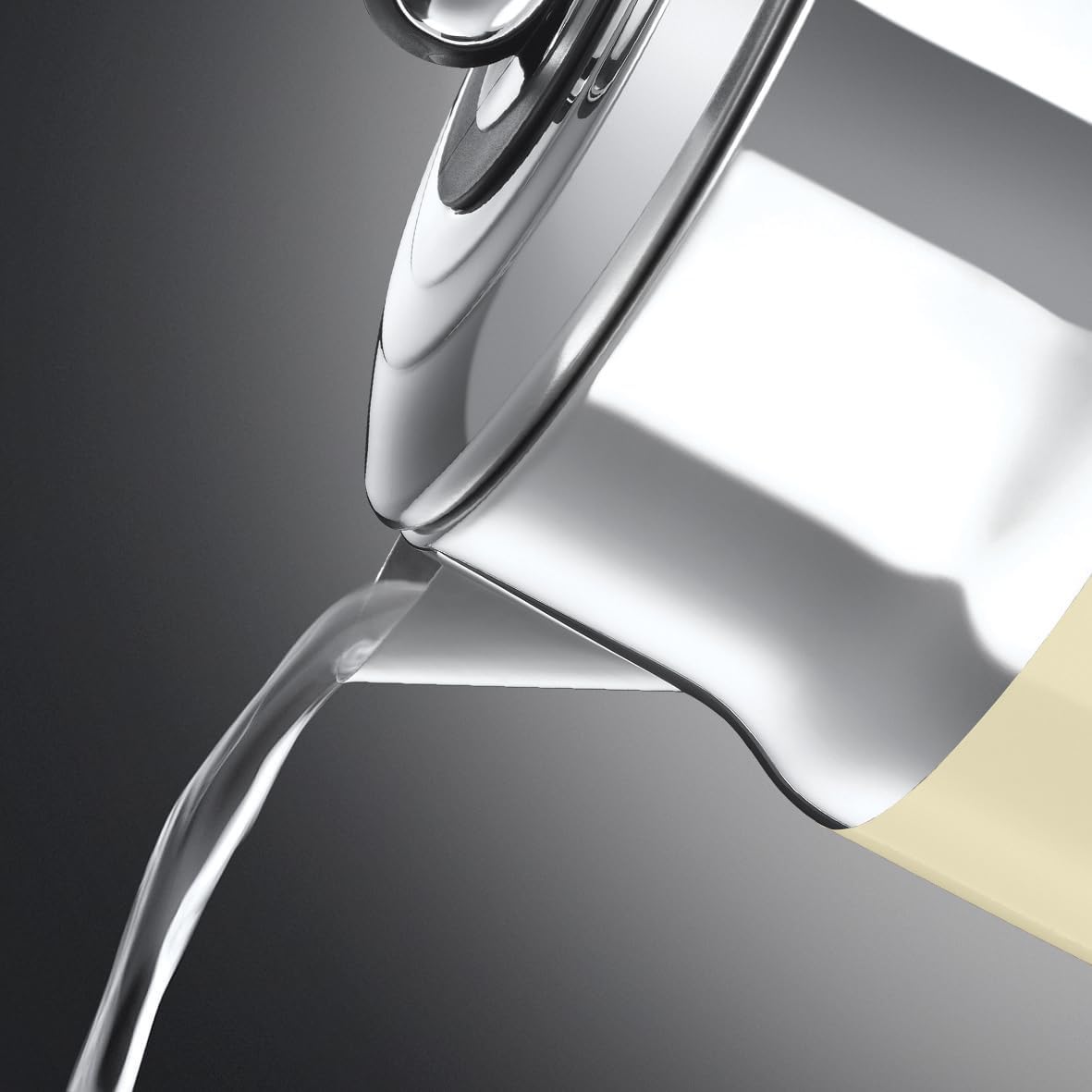 Çajnik Russell Hobbs [1.7L, 2400W] në Stil Retro, Ngjyrë Krem dhe Çelik i Lëmuar | Funksion Ngrohje e Shpejtë | Dizajn Vintage me Ekran Temperaturë Uji | Tregues i Jashtëm i Nivelit të Ujit | Modeli 21672-70