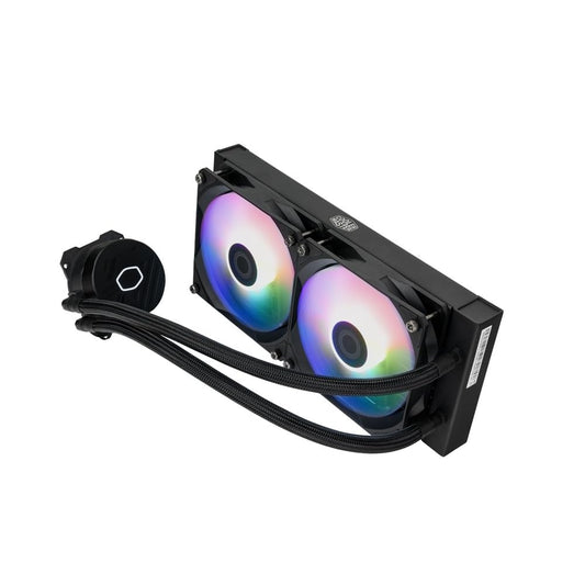 Cooler Master MasterLiquid 240L Core ARGB – Ftohës me lëng për procesor – Pompë me dy dhoma (gjenerata S), radiator superior dhe ventilatorë 120 mm ARGB – Mbështetje për LGA 1700 dhe AM5 – Ngjyrë e zezë