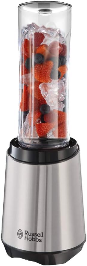 Russell Hobbs Mix & Go Steel – Blender / Smoothie Maker (300 W), Çelik inox, përfshihet 1 shishe pijesh 600 ml