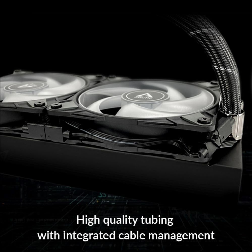 ARCTIC Liquid Freezer II 280 A-RGB – Ftohës me ujë "All-in-One" për procesor, me përputhshmëri të gjerë – Ndriçim A-RGB, pompë efikase me kontroll PWM, shpejtësi ventilatorësh: 200–1900 RPM – I përputhshëm me LGA1700 – Ngjyrë e zezë