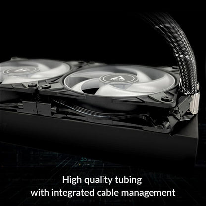 ARCTIC Liquid Freezer II 280 A-RGB – Ftohës me ujë "All-in-One" për procesor, me përputhshmëri të gjerë – Ndriçim A-RGB, pompë efikase me kontroll PWM, shpejtësi ventilatorësh: 200–1900 RPM – I përputhshëm me LGA1700 – Ngjyrë e zezë