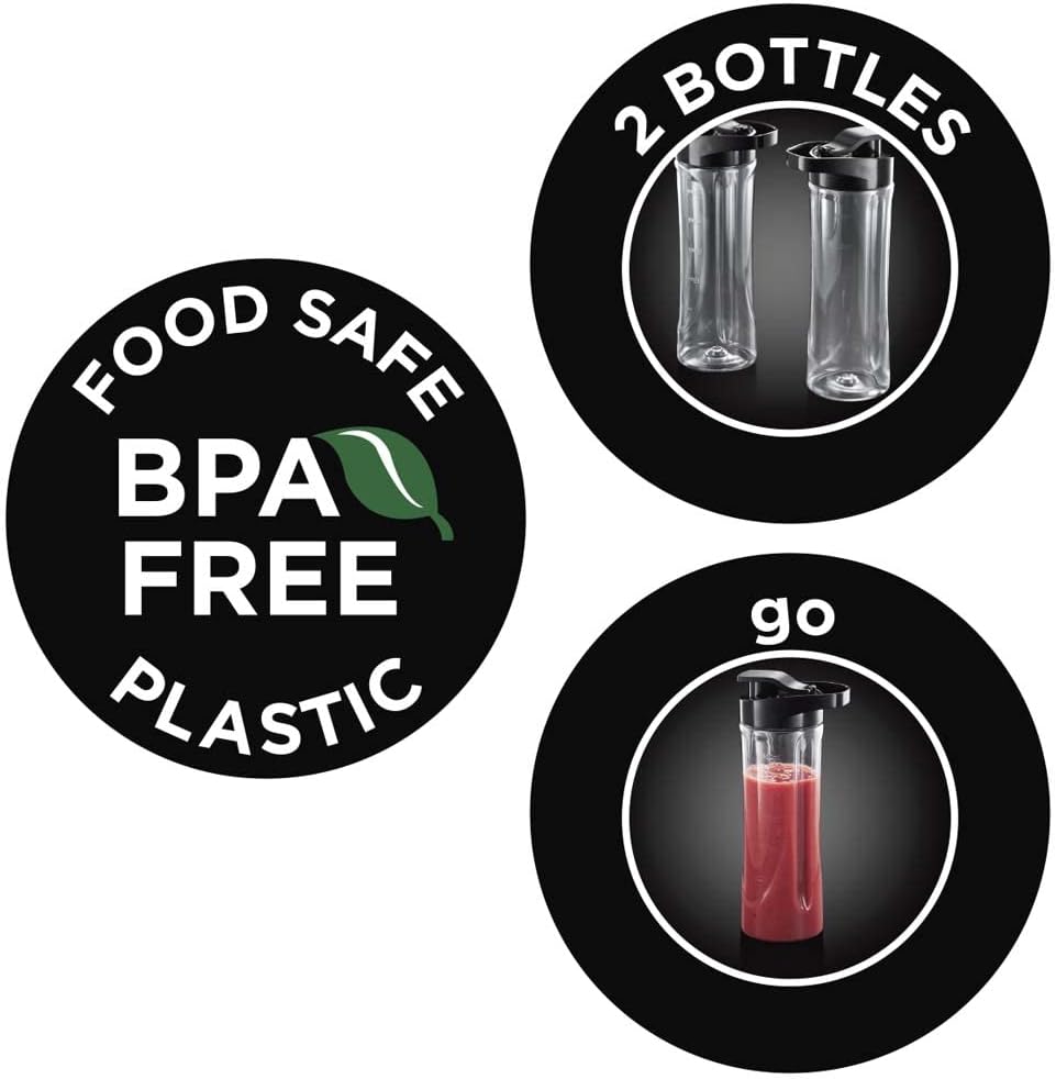 Russell Hobbs Mix & Go Steel – Blender / Smoothie Maker (300 W), Çelik inox, përfshihet 1 shishe pijesh 600 ml