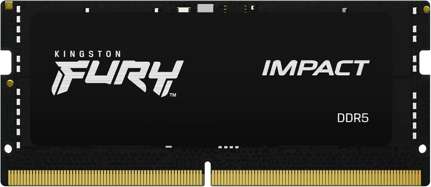 Memorie RAM Kingston FURY Impact 16GB DDR5 4800MT/s CL38 SODIMM për Notebook dhe Gaming – Moduli i Vetëm, E Zezë (KF548S38IB-16)