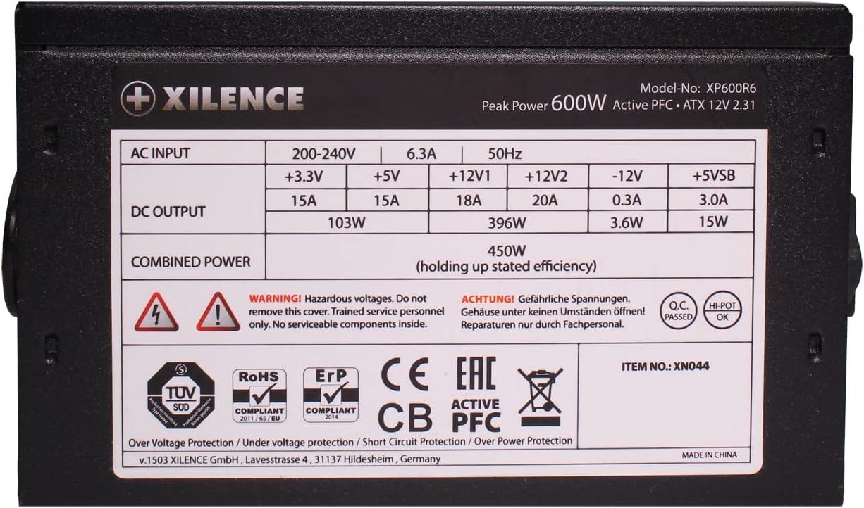 Xilence XP600R6 – Furnizues energjie për PC, 600 W fuqi, formati ATX, ngjyrë e kuqe/zezë