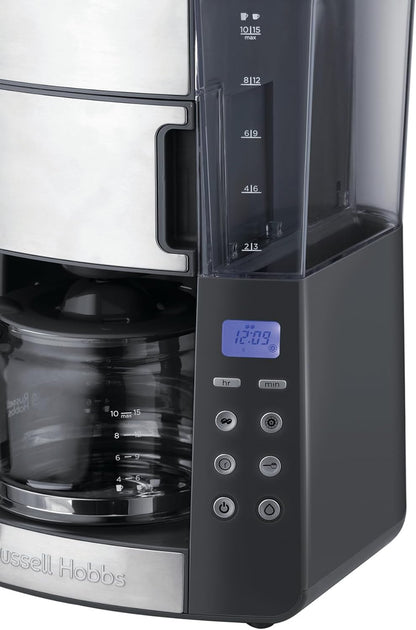Russell Hobbs Grind & Brew – Makineri Kafeje me Programim, Teknologji WhirlTech për Nxjerrje dhe Shije optimale, me Mulli të Integruar, Kapacitet 10 Filxhanë, Gjel Gjatë 1.25L, Modeli 25610-56