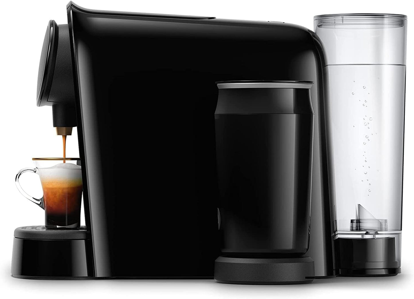 Makina Premium e Kafesë Philips L'OR BARISTA me Shkumues Qumështi – Shije Baristi në Shtëpi, për Kapsula të Vetme ose të Dyfishta, Elegancë në të Zezë (LM8014/60)