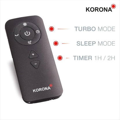 Korona 81008 – Ventilator Muri dhe Tavoline pa Helika, me Lëkundje, Montim në Mur, Me Timer dhe Telekomandë, Ngjyrë E Bardhë-Argjend