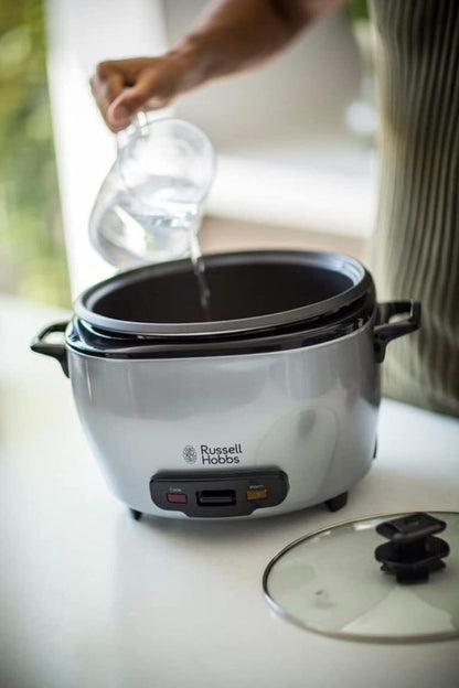 Russell Hobbs Maxicook – Gatuese Orizi për Familje (5L, 14 Pjesë, 1000W) | Përfshin Lugë dhe Kapak | Funksion Automatik Ndalesë dhe Mbajtje të Ngrohtë | Ideal edhe për Perime, Peshk dhe më shumë | Tenxhere Jo-ngjitëse