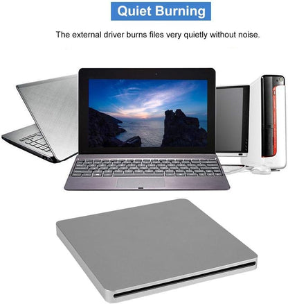 Cigemay Njësi Optike Kompjuterike e Jashtme DVD – Regjistrues/Shkrues i Qetë me Type-C për Mac OS X SE / ME / 2000 / XP dhe Windows 8 / 10 / 11, Default