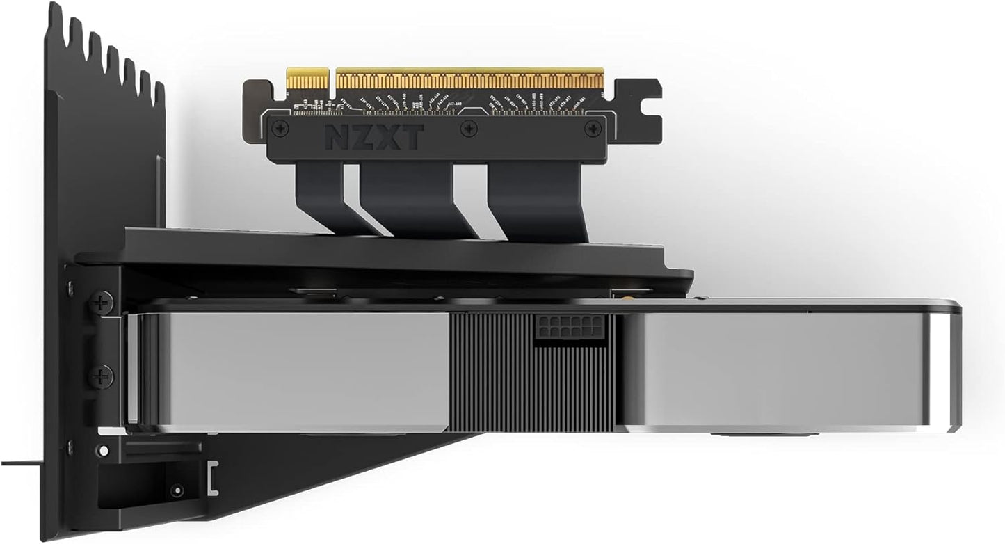 Komplet për montimin vertikal të kartës grafike NZXT – Kabllo PCIe 4.0x16 175 mm – Mbajtëse për GPU – Kllapë prej çeliku të qëndrueshëm – Ngjyrë e zezë
