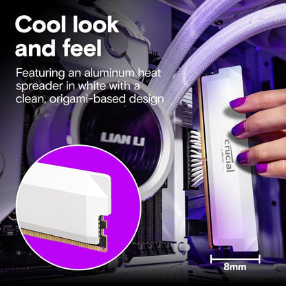 Crucial Pro 32GB DDR5 (2x16GB) – 6000MHz Gaming RAM për Desktop, Intel XMP & AMD EXPO, CL36, E Bardhe