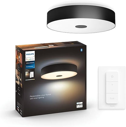 Philips Hue White Ambiance FAIR – Llambë Tavani LED 39W, e Zezë me Telekomandë Hue që vendoset në mur me ngjitës dhe qëndron me magnet në bazë