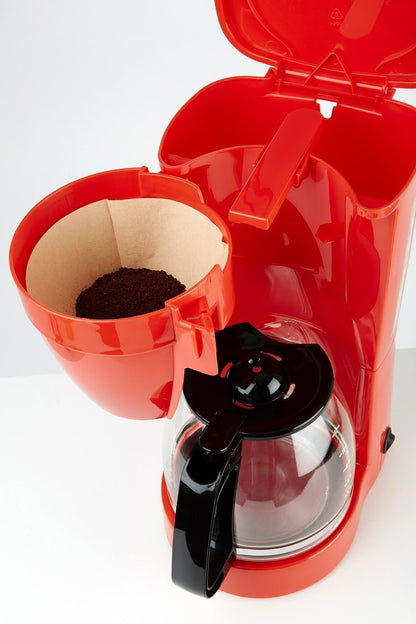 Makineri Kafeje Korona 10117 – Gjysmë-Automatik, 1.5L / 12 Filxhanë, Fuqi 800W, Ngjyrë e Kuqe, Për Kafe të Bluar, Vendqëndrues (Freestanding)