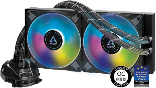 ARCTIC Liquid Freezer II 280 A-RGB – Ftohës me ujë "All-in-One" për procesor, me përputhshmëri të gjerë – Ndriçim A-RGB, pompë efikase me kontroll PWM, shpejtësi ventilatorësh: 200–1900 RPM – I përputhshëm me LGA1700 – Ngjyrë e zezë
