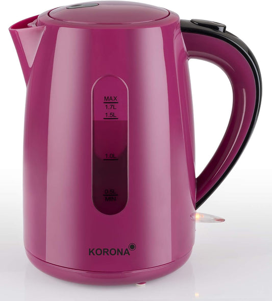 Korona 20134 Çajnik elektrik | Kapacitet 1.7 litra | Stil retro | Ngjyrë tërheqëse | Fuqi e lartë 2200 Watt | Bazë rrotulluese 360° | Ngjyrë: Berry