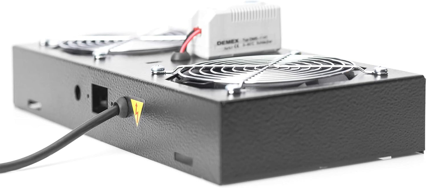 Njësia e Ventilimit në Çati për Kabinete Murale / Rack DIGITUS, me 2 Ventilatorë dhe Termostat, e Zezë