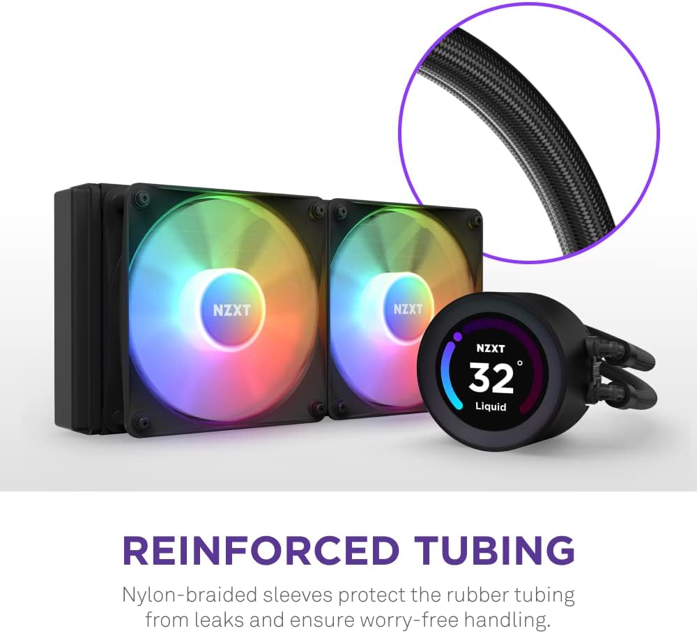 NZXT Kraken Elite 240 RGB – RL-KR24E-B1 – Ftohës me ujë "All-in-One" për CPU, 240 mm – Ekran LCD 2.36" i personalizueshëm për GIF-a, imazhe dhe statistika performance – 2 ventilatorë F120 RGB Core – Ngjyrë e zezë